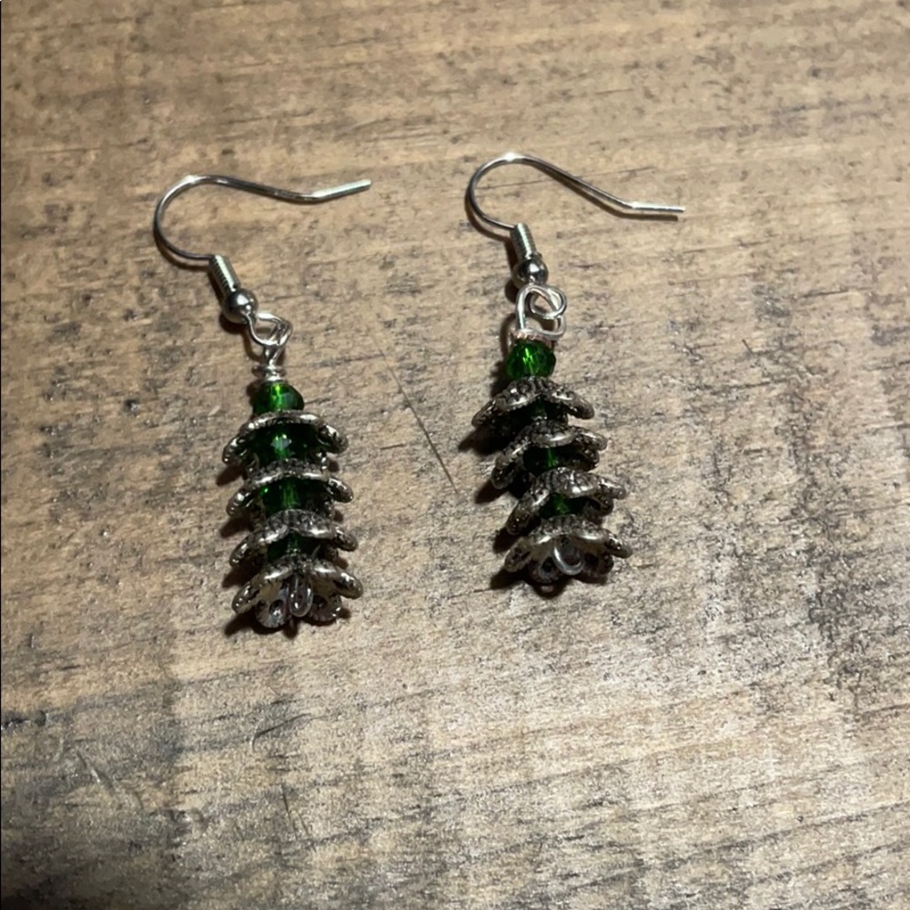 Homemade Earrings (Christmas tree design 4)